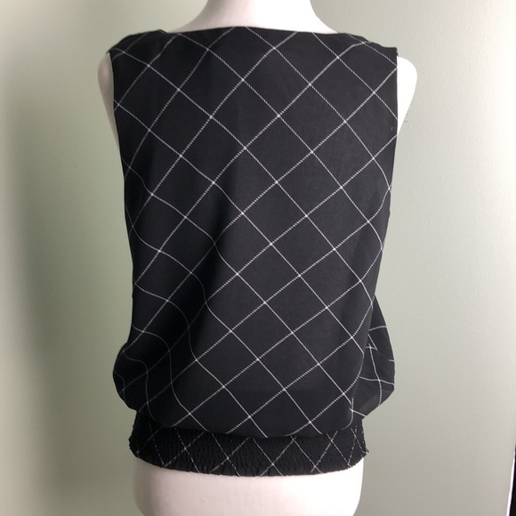 💜 S 💜 NWT Blouse Tank Elastic Checkered - Picture 3 of 9